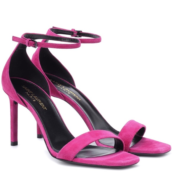Saint Laurent Pink Suede Heels - Picture 2 of 8
